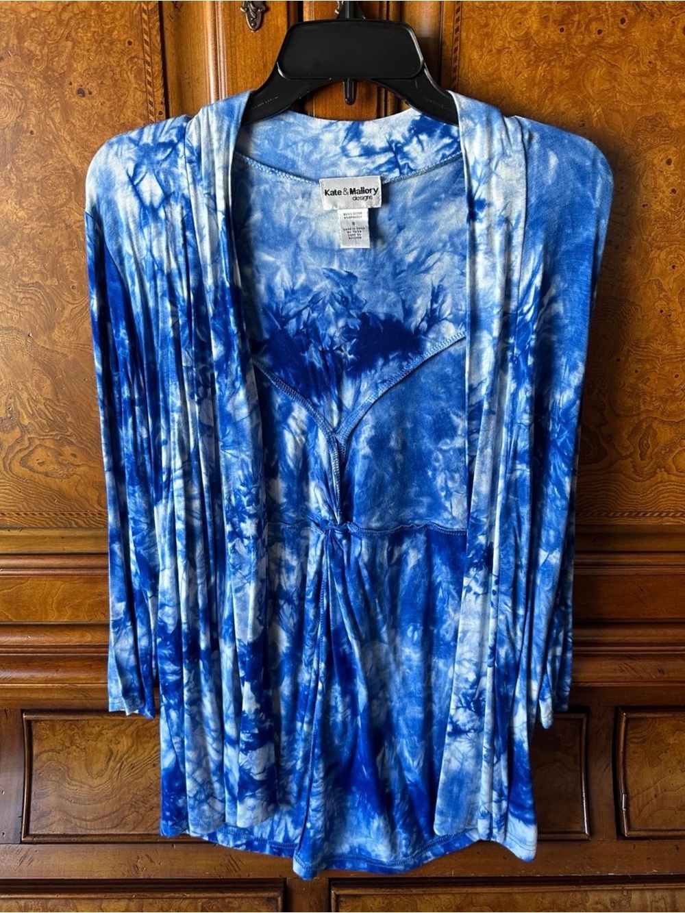 Kate & Mallory Blue Tie-Dye Women's Cardigan Top
